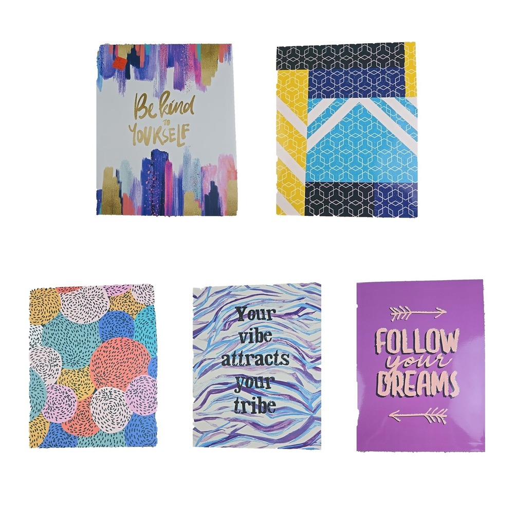 Top Flight Trendy Graphic Pocket Folders Lot of 5 3 Ring Binder School New